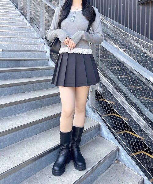 美品　シーニュ　cygne　レディース　ネックフリルニット　ウール　F　グレー 美品 シーニュ cygne レディース ネックフリルニット ウール F グレー