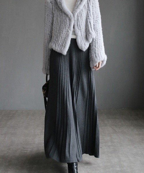 スカート プリーツニットロングスカート : ZOZOTOWN Yahoo!店 - 通販
