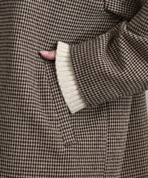 HUG.U（ハグユー） ブルゾン アウター ファー襟千鳥格子ジャケット