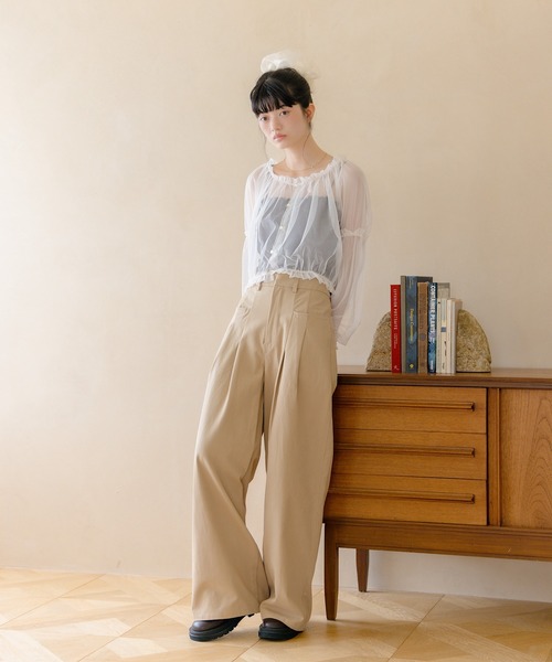 REMOON パンツ ツイル2タックワイドパンツ レディース : ZOZOTOWN