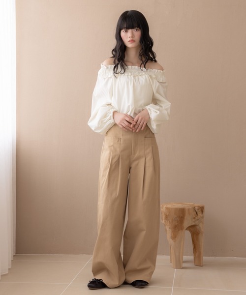 REMOON パンツ ツイル2タックワイドパンツ レディース : ZOZOTOWN