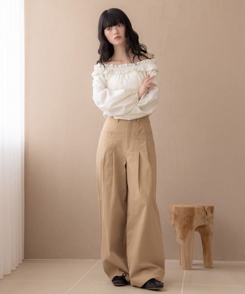 REMOON パンツ ツイル2タックワイドパンツ レディース : ZOZOTOWN