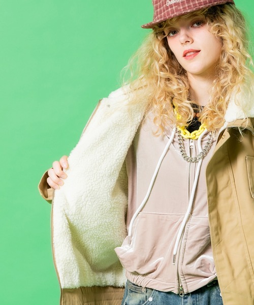 ブルゾン アウター a.p.o.v. 裏ボアダックオーバーサイズ短丈