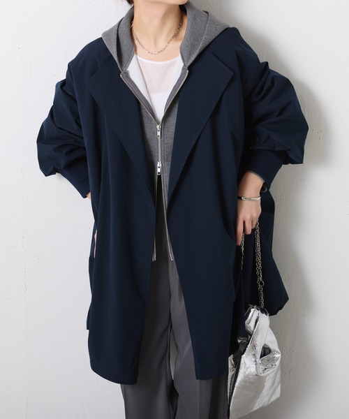 ネイビー/COLLAGE GALLARDAGALANTE ノーカラーダウンコート COLLAGE GALLARDAGALANTE｜ノーカラーダウンコート | Rakuten Fashion