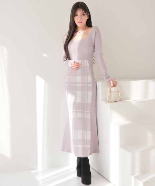 「LIPSERVICE」 ニットワンピース FREE ラベンダー レディース_画像3