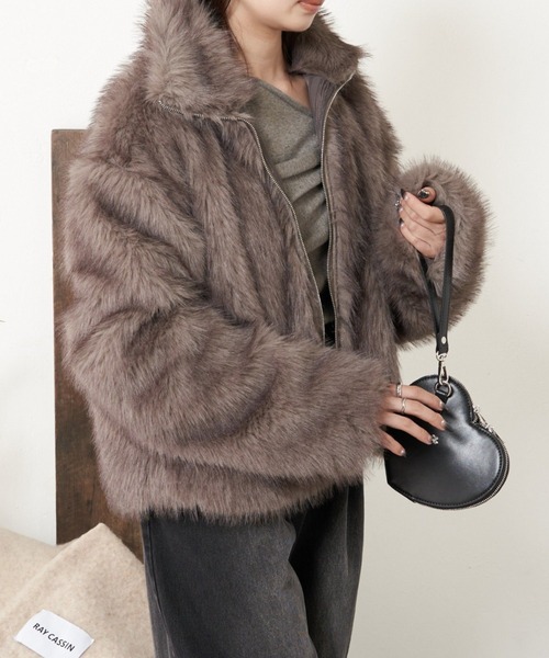 「RAY CASSIN」 ブルゾン FREE グレイッシュベージュ レディース_画像5