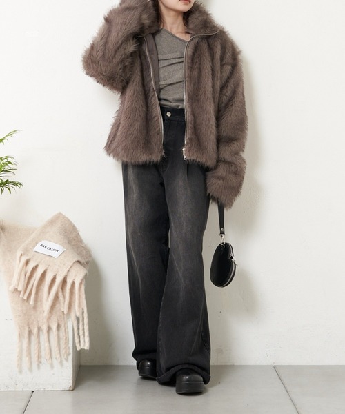 「RAY CASSIN」 ブルゾン FREE グレイッシュベージュ レディース_画像7