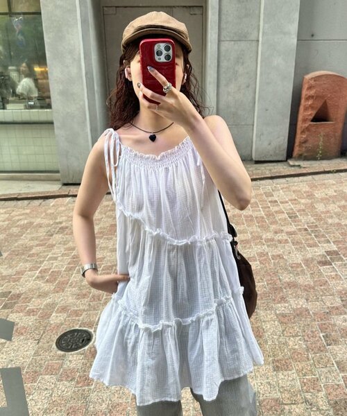 タグ付き未使用　kastane インド綿ティアードチュニック Kastane（カスタネ） チュニック 「1.1(木)0:00発売/WEB限定」インド綿