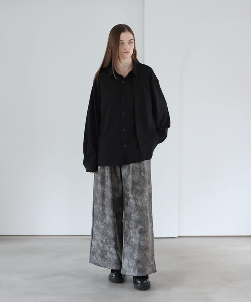 SOCCE スラックス ヴィンテージ加工ワイドフレア合皮スラックス メンズ