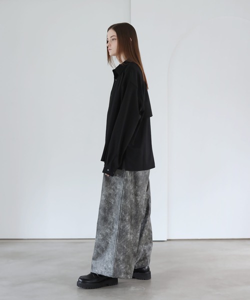 SOCCE ワイドパンツ スラックス ヴィンテージ加工ワイドフレア合皮