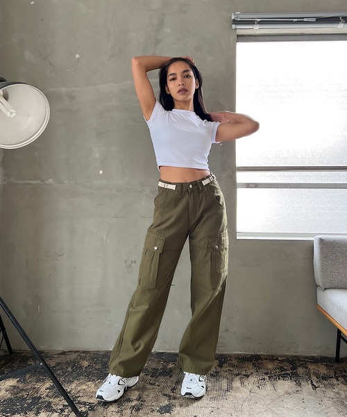 「ROGER AND RAW」 カーゴパンツ MEDIUM カーキ レディース_画像4