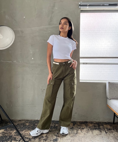 「ROGER AND RAW」 カーゴパンツ MEDIUM カーキ レディース_画像5
