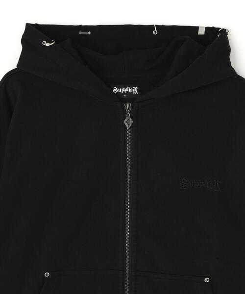 最終値下げ SUPPLIER サプライヤー ブラック ジップアップパーカ 中古・古着通販】SUPPLIER (サプライヤー) ジップパーカー ブラック
