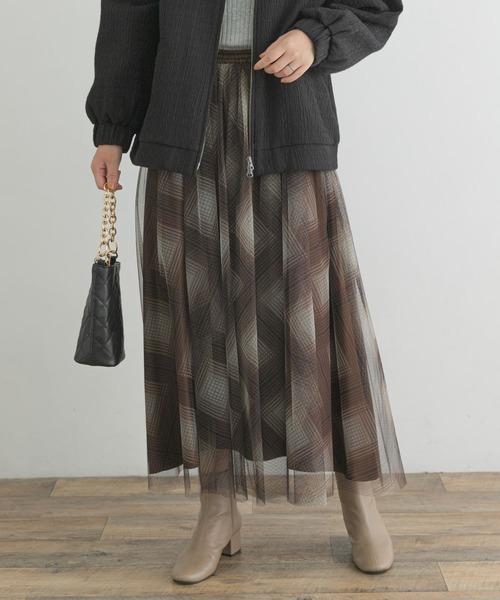 「F by ROSSO」 フレアスカート 36 ブラウン レディース_画像9