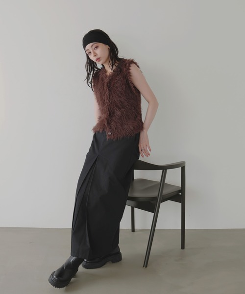 「LIAN」 ニットベスト FREE チャコールグレー レディース_画像6