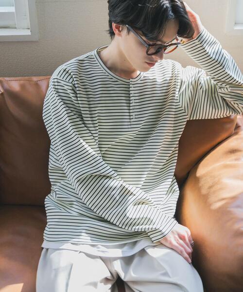 SENSE OF PLACE by URBAN RESEARCH tシャツ ボーダーヘンリーネック