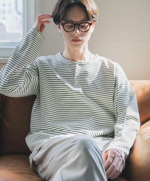 SENSE OF PLACE by URBAN RESEARCH tシャツ ボーダーヘンリーネック
