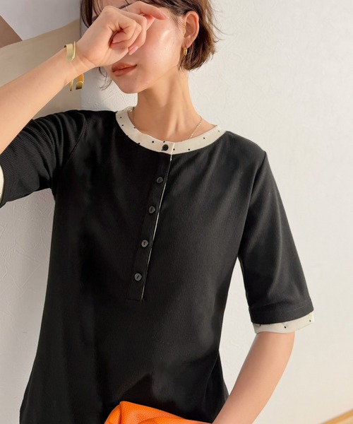 新品✨Searoomlynn MULTIボタンヘンリーネックSheerトップス classicalelf（クラシカルエルフ） ヘンリーネック tシャツ 半袖