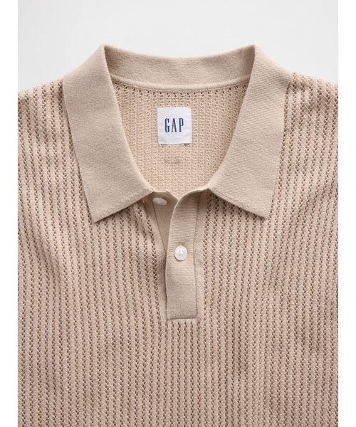 GAP（ギャップ） ポロシャツ クロシェ ニットポロシャツ メンズ