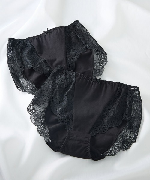ニッセン（nissen） ショーツ n，KURO 綿混ストレッチ デザインが