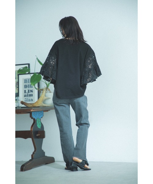 「OKIRAKU」 半袖カットソー ONE SIZE ブラック レディース_画像2