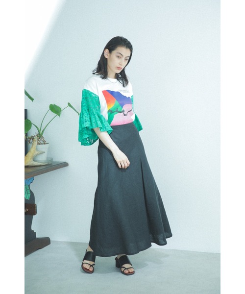 「OKIRAKU」 半袖カットソー ONE SIZE ブラック レディース_画像5