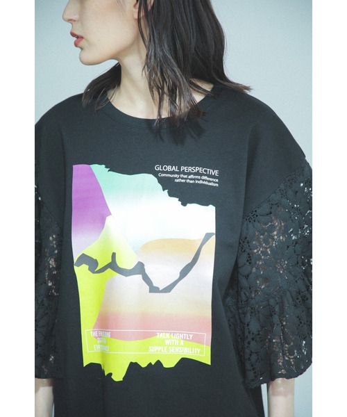 「OKIRAKU」 半袖カットソー ONE SIZE ブラック レディース_画像6