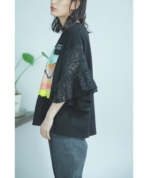 「OKIRAKU」 半袖カットソー ONE SIZE ブラック レディース_画像7