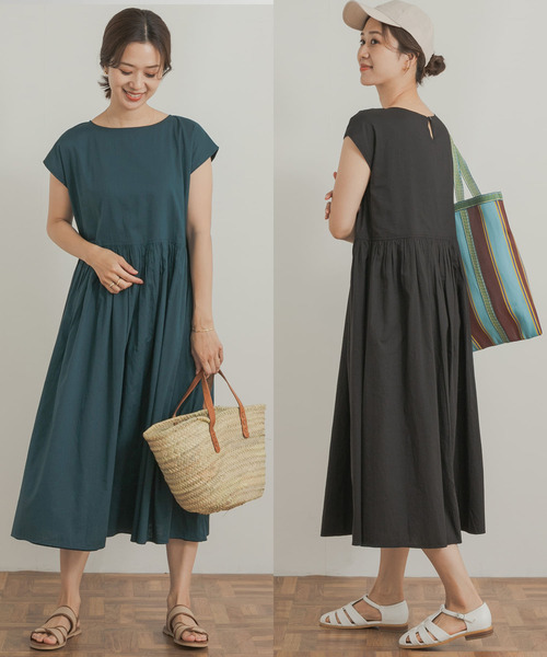 「URBAN RESEARCH DOORS」 半袖ワンピース MEDIUM ネイビー レディース_画像2