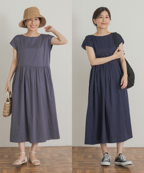 「URBAN RESEARCH DOORS」 半袖ワンピース MEDIUM ネイビー レディース_画像3