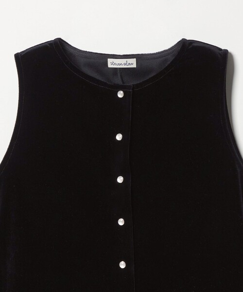 【BLACK】<Steven Alan>ノースリーブ Tシャツ STEVEN ALAN（スティーブンアラン） tシャツ 「Steven Alan」ベロア