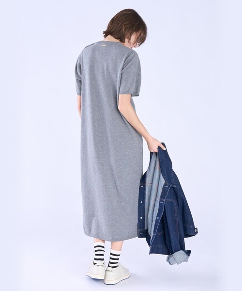 To b. by agnes ワンピース 半袖 ショルダーボタン コットン ニット