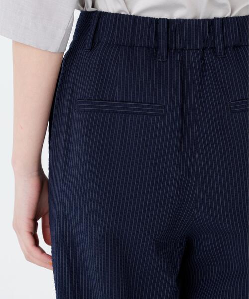 ワイドパンツ パンツ 「名品/4サイズ展開」サッカーファインストライプセミワイドパンツ レディースの画像