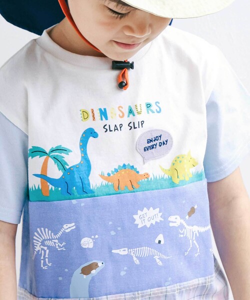 SLAP SLIP（スラップスリップ） tシャツ 「お揃い」化石恐竜切り替え