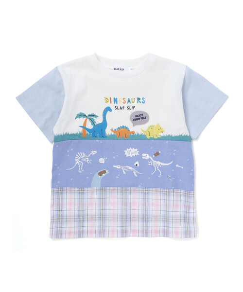 SLAP SLIP（スラップスリップ） tシャツ 「お揃い」化石恐竜切り替え