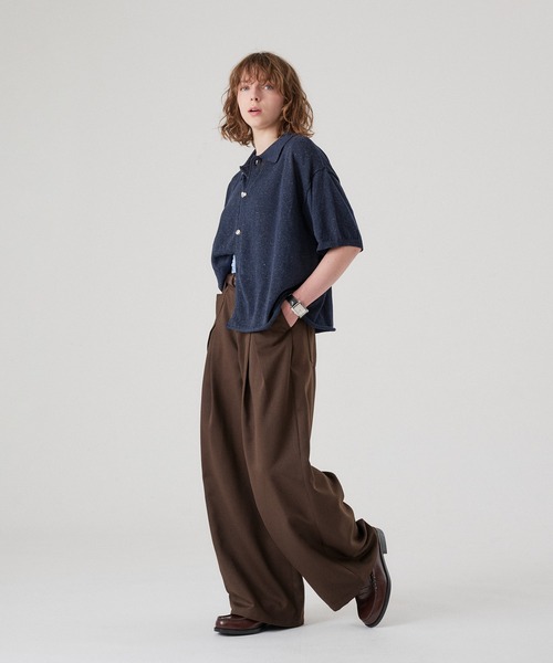 ONCILY（オンシェリー） シャツ 半袖 SILVER BUTTON KNIT SHIRT