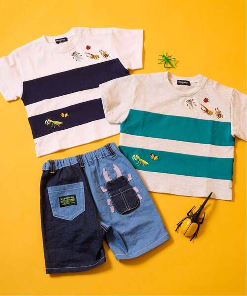 クレードスコープ　Tシャツ5枚セット　130 kladskap（クレードスコープ） tシャツ 昆虫刺しゅう切替半袖Tシャツ