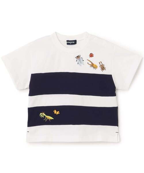 kladskap（クレードスコープ） tシャツ 昆虫刺しゅう切替半袖Tシャツ