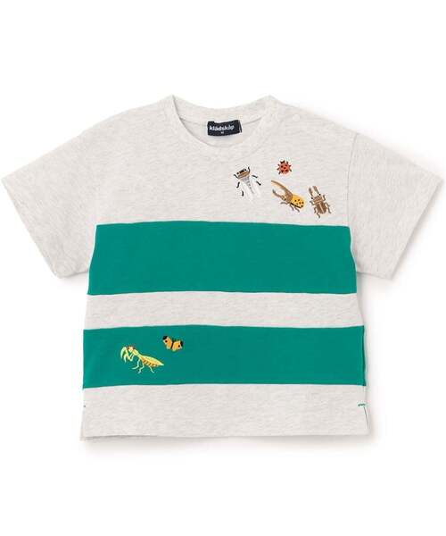 kladskap（クレードスコープ） tシャツ 昆虫刺しゅう切替半袖Tシャツ