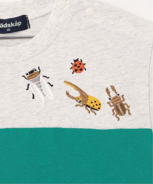 kladskap（クレードスコープ） tシャツ 昆虫刺しゅう切替半袖Tシャツ