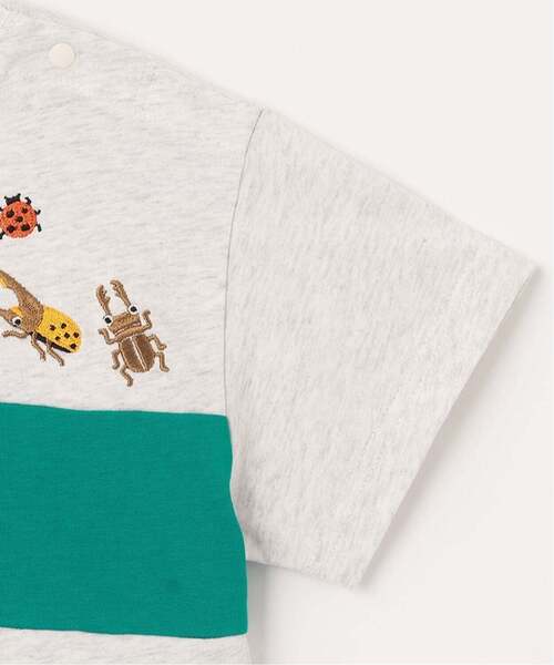 kladskap（クレードスコープ） tシャツ 昆虫刺しゅう切替半袖Tシャツ