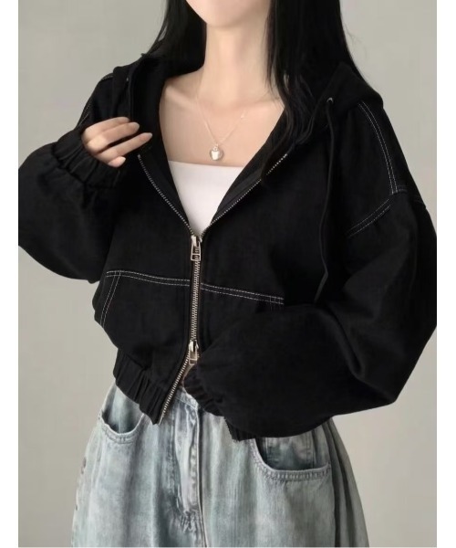 FREE STYLISTS デニムジャケット gジャン ダブルジップ フード付き