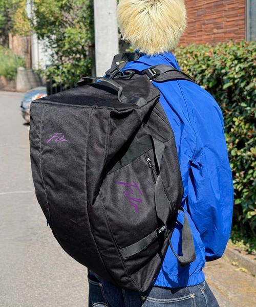 ボストンバッグ 「FILA/フィラ」 別注 ミニ 筆記体 ロゴ 3way ボストンバッグ リュック ショルダーバッグ 大容量 47Lの画像