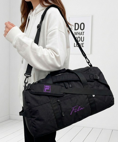 ボストンバッグ 「FILA/フィラ」 別注 ミニ 筆記体 ロゴ 3way ボストンバッグ リュック ショルダーバッグ 大容量 47Lの画像
