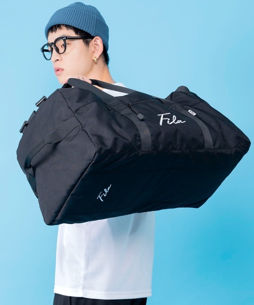 ボストンバッグ 「FILA/フィラ」 別注 ミニ 筆記体 ロゴ 3way ボストンバッグ リュック ショルダーバッグ 大容量 47Lの画像