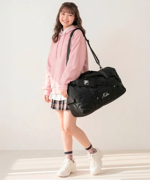 ボストンバッグ 「FILA/フィラ」 別注 ミニ 筆記体 ロゴ 3way ボストンバッグ リュック ショルダーバッグ 大容量 47Lの画像