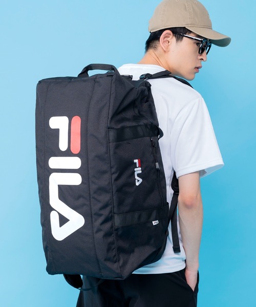 ボストンバッグ 「FILA/フィラ」 別注 ミニ 筆記体 ロゴ 3way ボストンバッグ リュック ショルダーバッグ 大容量 47Lの画像