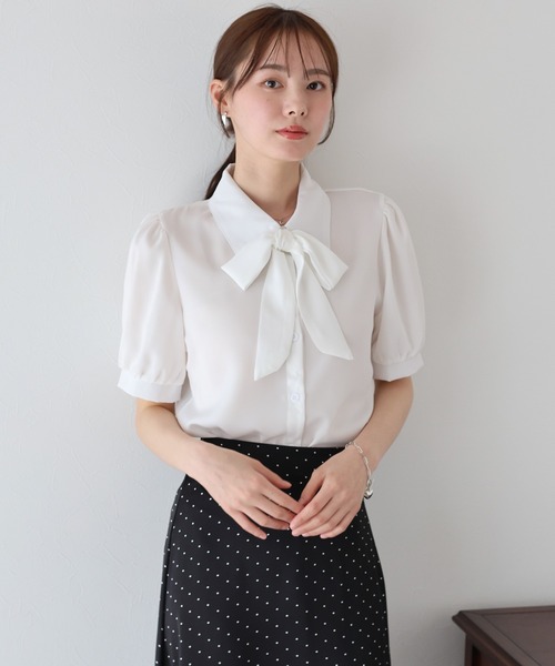 BLUEEAST ブラウス シャツ ボウタイリボンブラウス レディース