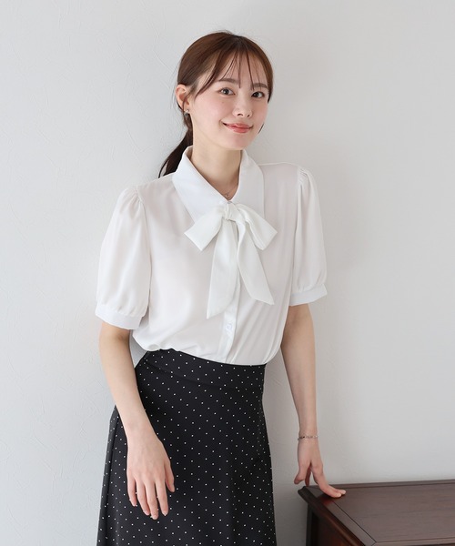 BLUEEAST ブラウス シャツ ボウタイリボンブラウス レディース