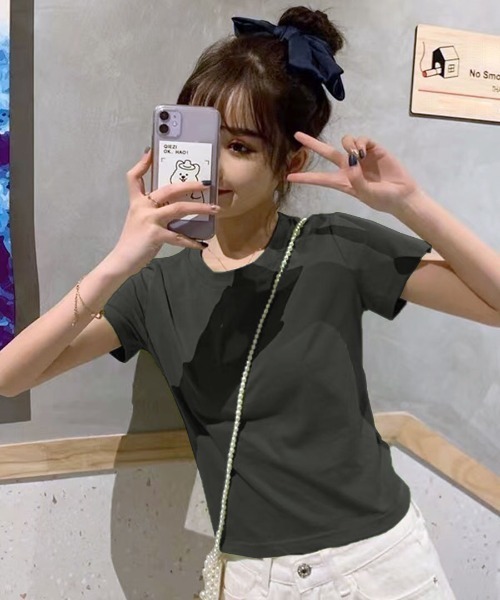 ♡styling ホワイトTシャツ　バッグリボン♡ Riff（リフ） tシャツ ウエスト見せバックリボンTシャツ レディース
